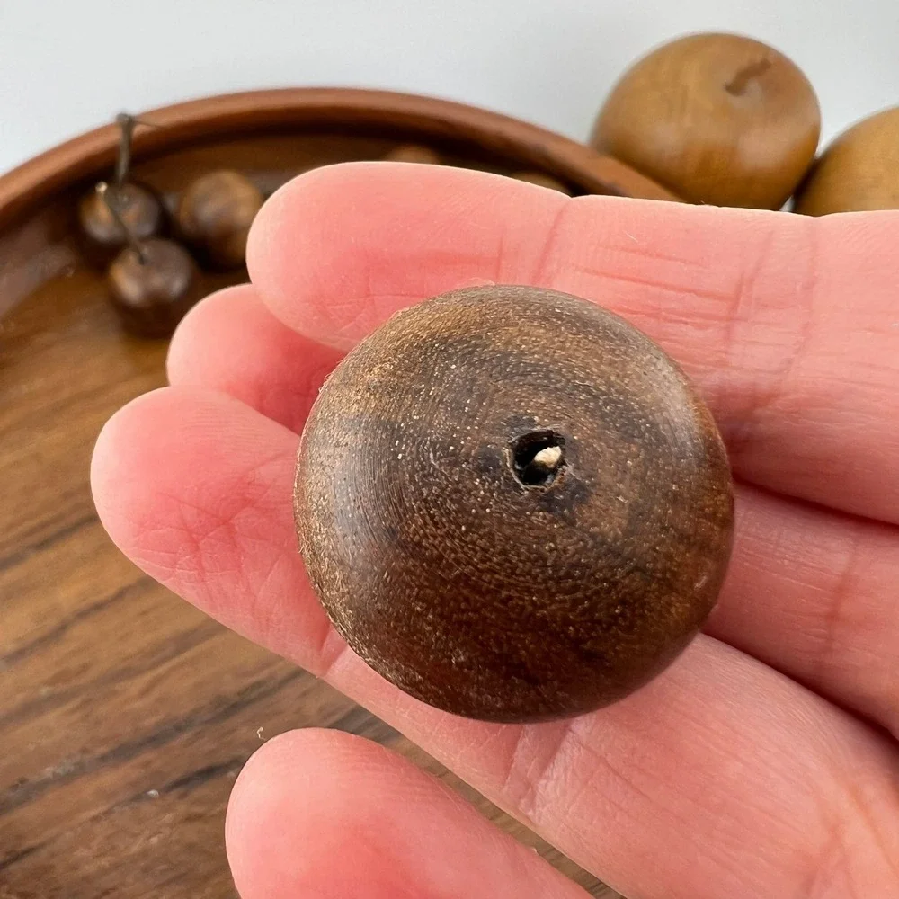 Vintage Wooden Fruit Bowl Set Hand Carved Wood Apples Pear Banana‎ Cherries